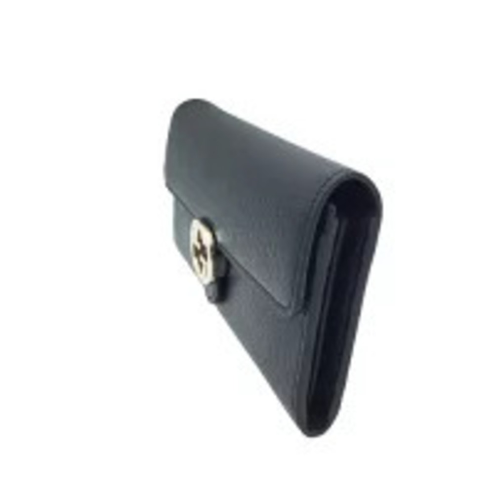 GUCCI Long Wallet Bi fold Leather Black Interlocking GG Zippered Wallet Card - Picture 3 of 10